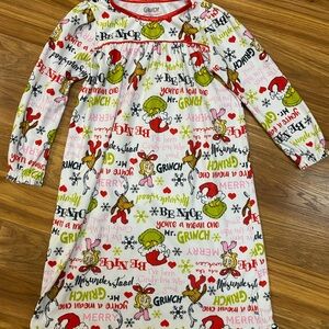 Dr. Seuss Grinch Kids Nightgown - Festive White and Red